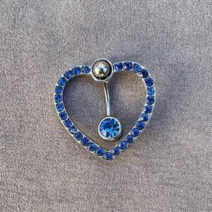Blue heart belly ring with silver ball #bellyring